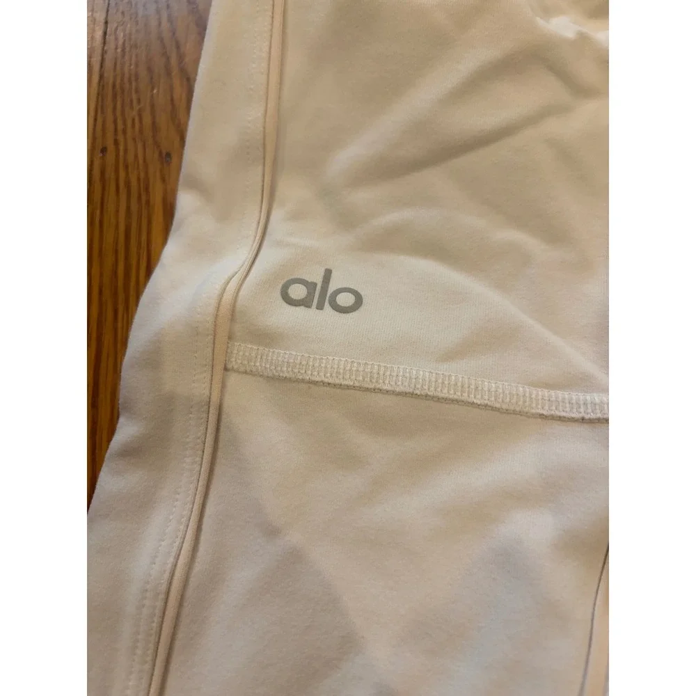 Alo Yoga Moto Leggings White Ribbed Quilted Panel Yoga Pants Womens Small